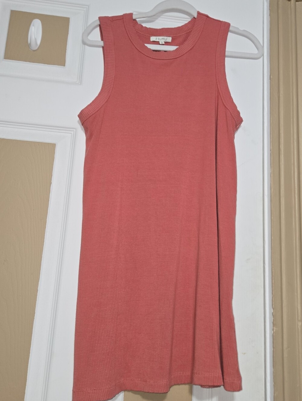 Z Supply Coral Ribbed Sleeveless Mini Dress
